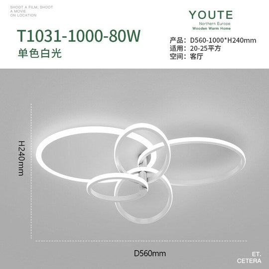 Gold White Modern Led Chandelier Lighting For Living Study Room Dimmable Indoor Ceiling Lamp Parlor