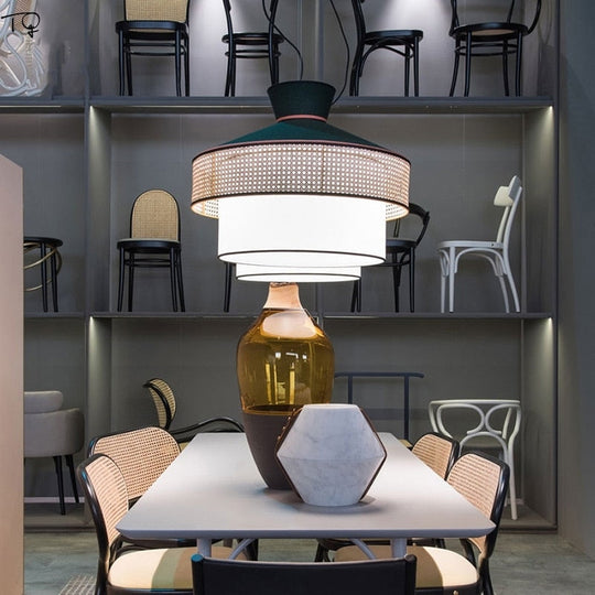 Japanese Simple Art Fabric Pendant Lights Led E27 Restaurant Modern Suspension Luminaire Living