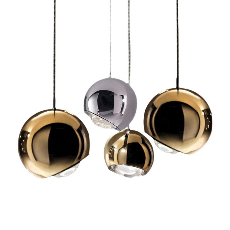 Rotatable Bedside Led Pendant Lights: Modern Gold Chrome Metal Lighting For Bar Restaurant And