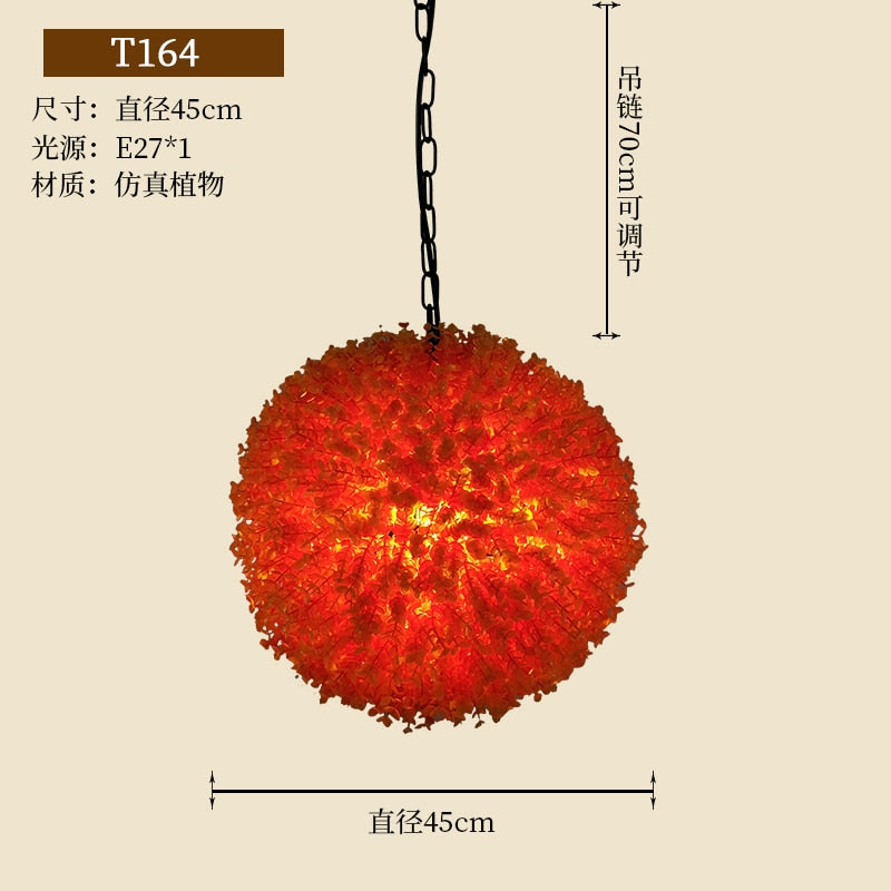 Simulation Green Plant Ball Chandelier Theme Pub Restaurant Net Red With The Same Decoration