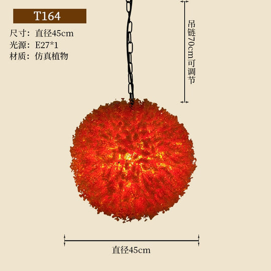 Simulation Green Plant Ball Chandelier Theme Pub Restaurant Net Red With The Same Decoration