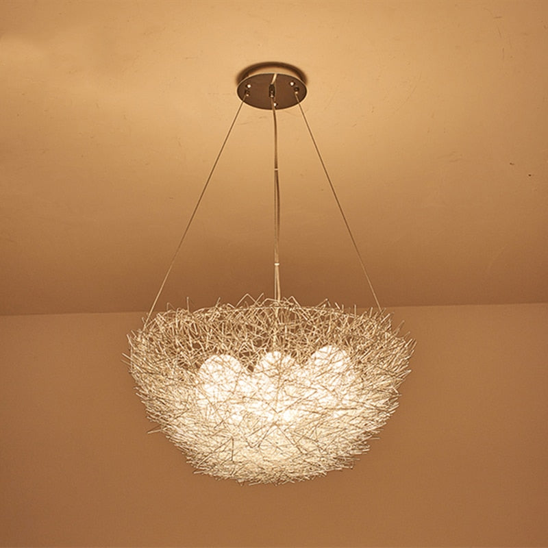 Nordic Creative Aluminum Wire Bird Nest Pendant Lights For Bedroom Hallway Children Room Restaurant