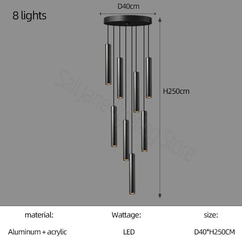 Cylindrical Long Pendant Lamp Nordic Modern Living Room Designer Loft Simple Kitchen Bedroom Bar