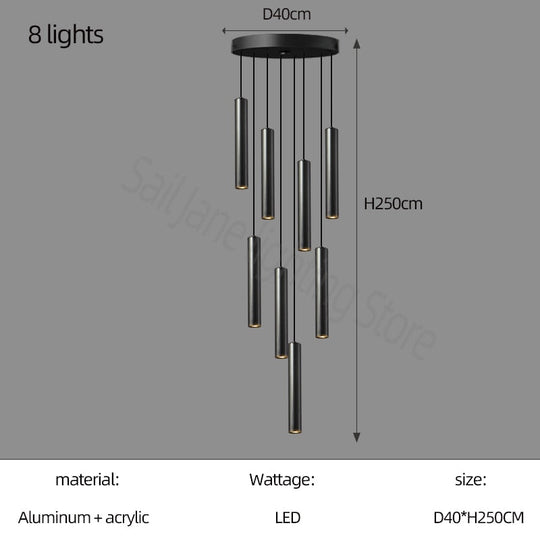Cylindrical Long Pendant Lamp Nordic Modern Living Room Designer Loft Simple Kitchen Bedroom Bar