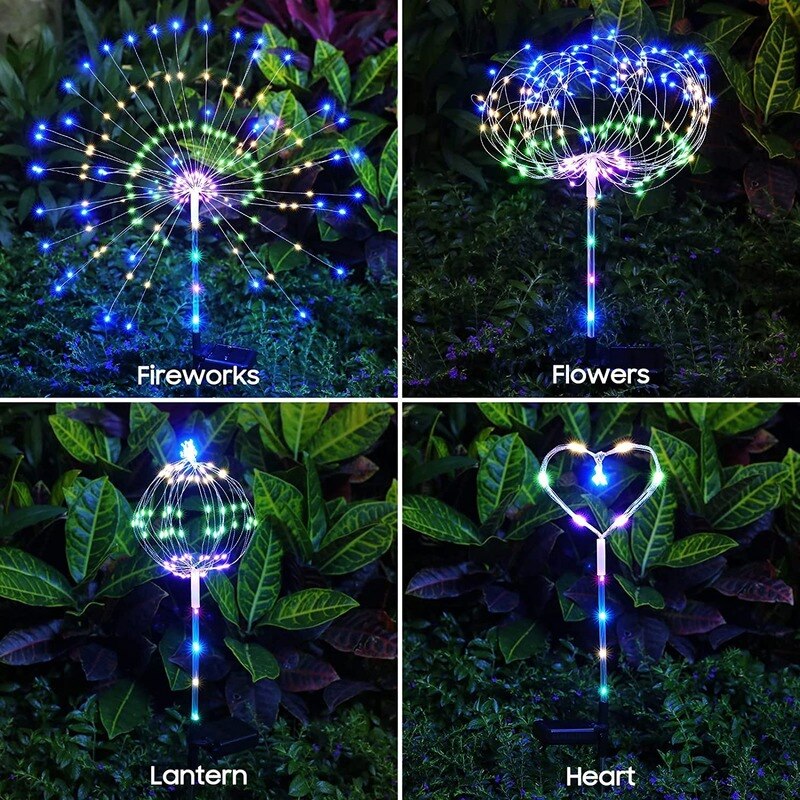 Outdoor Solar Garden Lawn Firework Lights Waterproof Landscape Decor Lamp For Pathway Backyard
