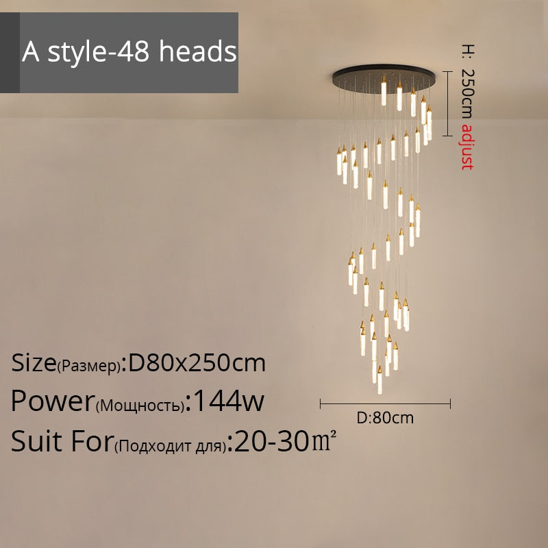Duplex Stair Long Chandeliers High - Rise Apartment Rotating Jump - Storey Loft Ceiling Decoration
