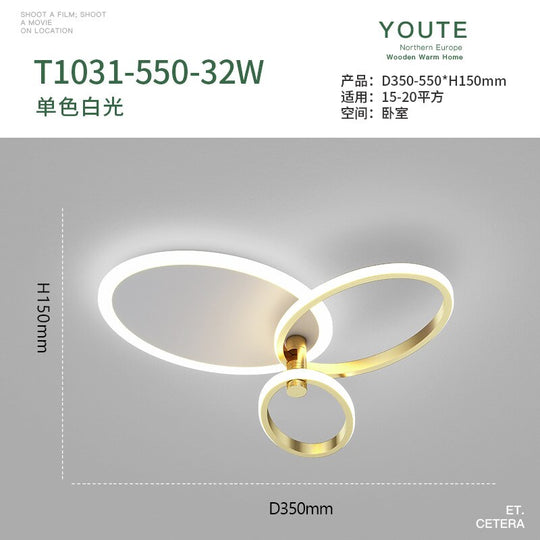 Gold White Modern Led Chandelier Lighting For Living Study Room Dimmable Indoor Ceiling Lamp Parlor
