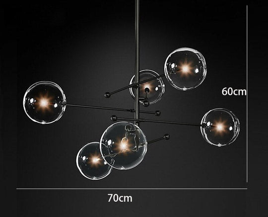 Modern Bronze Glass Pendant Light Bubbles Chandelier Study Living Room Restaurant Hanging Lamp