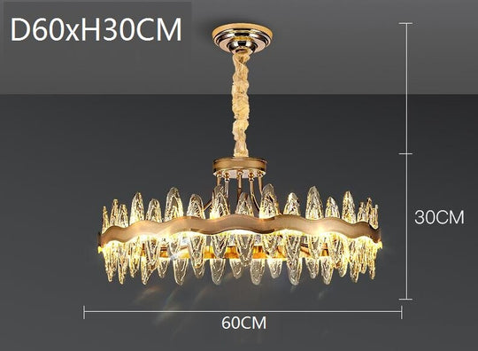 Living Room Luxury Crystal Chandeliers Modern Island Lighting Golden Lobby Decorative Lights Dia60X