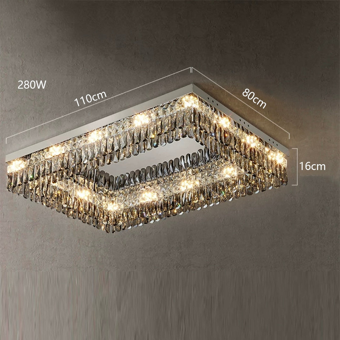 Luxury Square Crystal Led Ceiling Lights - Modern Dimmable Lamps For Elegant Living Room Decor &