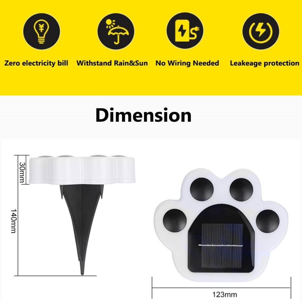 1/4Pcs Waterproof Led Solar Bear Paw Ground Light Outdoor Street Garden Wall Lamp Path Decoration