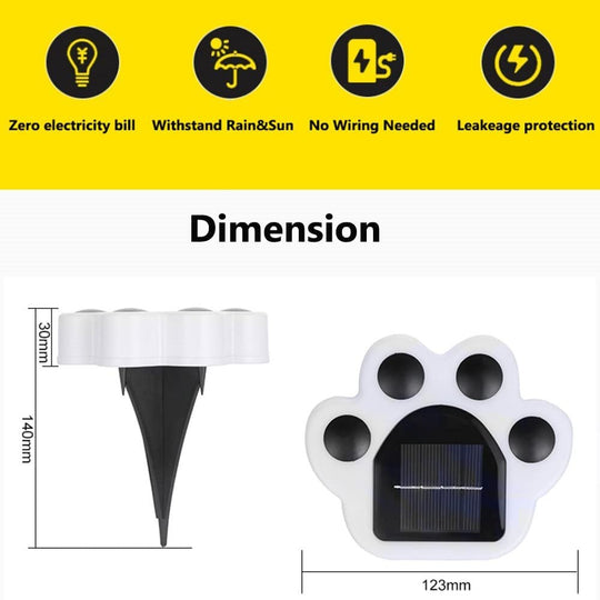 1/4Pcs Waterproof Led Solar Bear Paw Ground Light Outdoor Street Garden Wall Lamp Path Decoration