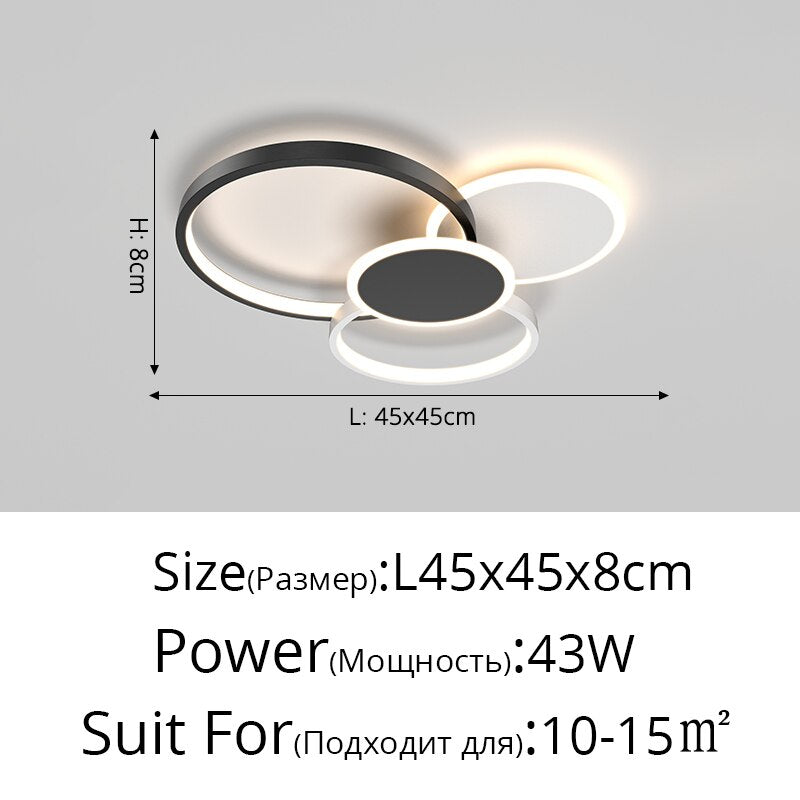 Nordic Living Room Chandeliers Atmosphere Led Ceiling Lamps Personality Golden Ring Bedroom Lamp