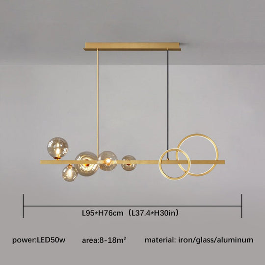 Black Chandelier For Home Kitchen Living Dining Room Modern Vintage Glass Ball Led Hanging Ceiling