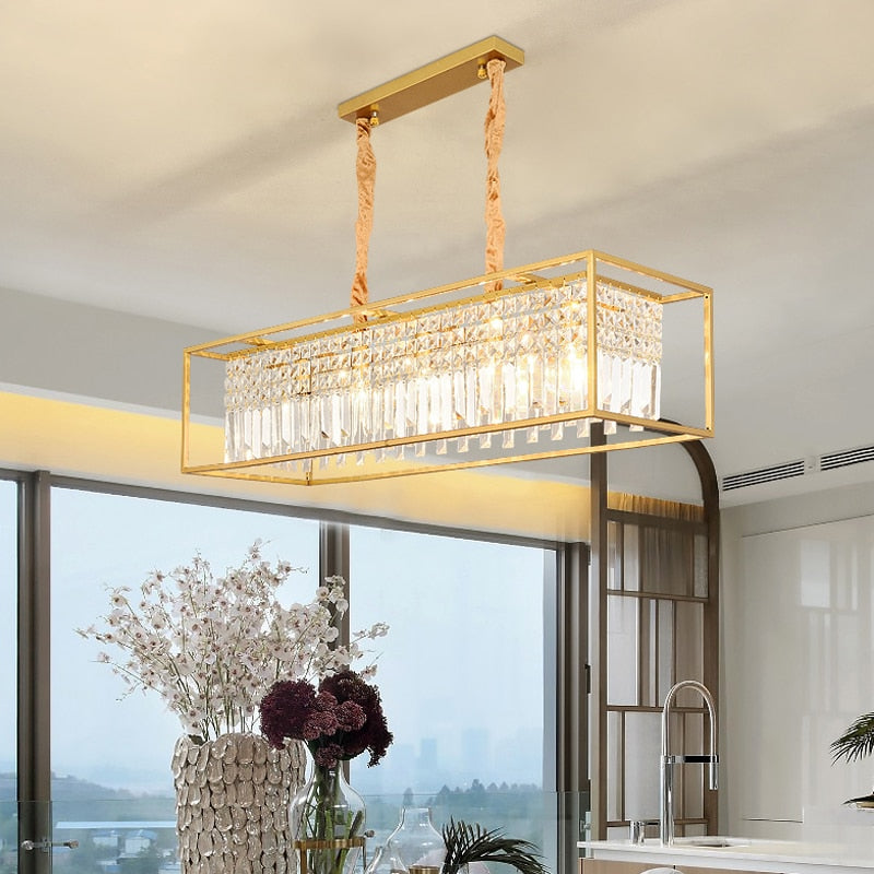 Modern Crystal Chandelier Black /Gold Haning Lamp For Dining Room Luxury Home Decor Kitchen Island
