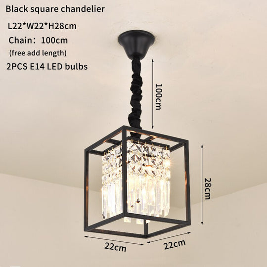 Modern Crystal Chandelier Black /Gold Haning Lamp For Dining Room Luxury Home Decor Kitchen Island