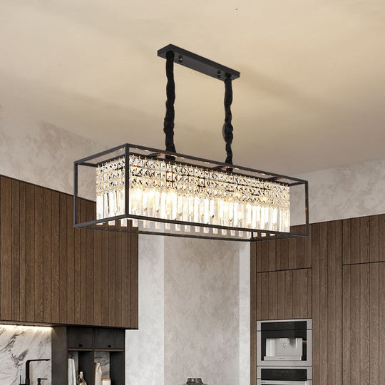 Modern Crystal Chandelier Black /Gold Haning Lamp For Dining Room Luxury Home Decor Kitchen Island