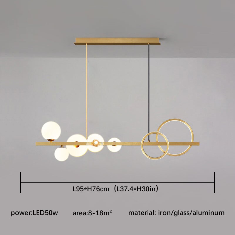 Black Chandelier For Home Kitchen Living Dining Room Modern Vintage Glass Ball Led Hanging Ceiling