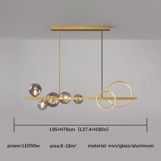 Black Chandelier For Home Kitchen Living Dining Room Modern Vintage Glass Ball Led Hanging Ceiling