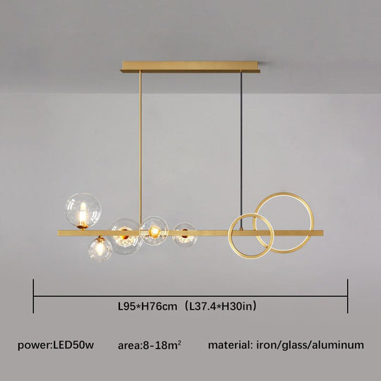 Black Chandelier For Home Kitchen Living Dining Room Modern Vintage Glass Ball Led Hanging Ceiling