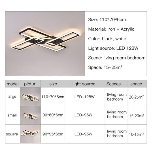 Modern Rectangular Led Chandeliers For Living Room Home Decor Ceiling Light
