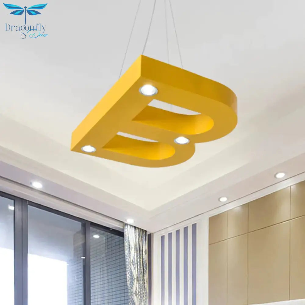 A/B/C - Shape Acrylic Ceiling Hang Fixture Macaroon Red/Yellow/Green Led Chandelier Light For Baby