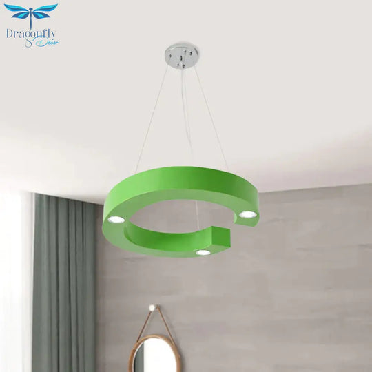 A/B/C - Shape Acrylic Ceiling Hang Fixture Macaroon Red/Yellow/Green Led Chandelier Light For Baby