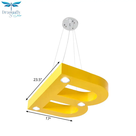 A/B/C - Shape Acrylic Ceiling Hang Fixture Macaroon Red/Yellow/Green Led Chandelier Light For Baby