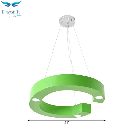 A/B/C - Shape Acrylic Ceiling Hang Fixture Macaroon Red/Yellow/Green Led Chandelier Light For Baby