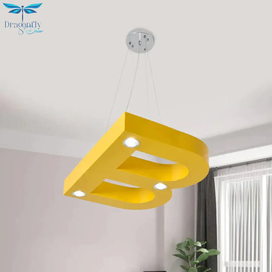 A/B/C - Shape Acrylic Ceiling Hang Fixture Macaroon Red/Yellow/Green Led Chandelier Light For Baby