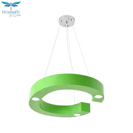 A/B/C - Shape Acrylic Ceiling Hang Fixture Macaroon Red/Yellow/Green Led Chandelier Light For Baby