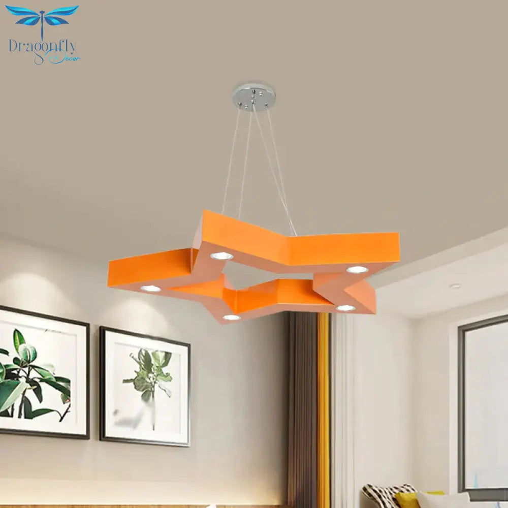 Acrylic Five - Pointed Star Led Ceiling Chandelier Macaroon Yellow/Blue/Green Suspension Pendant