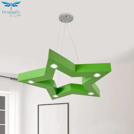 Acrylic Five - Pointed Star Led Ceiling Chandelier Macaroon Yellow/Blue/Green Suspension Pendant