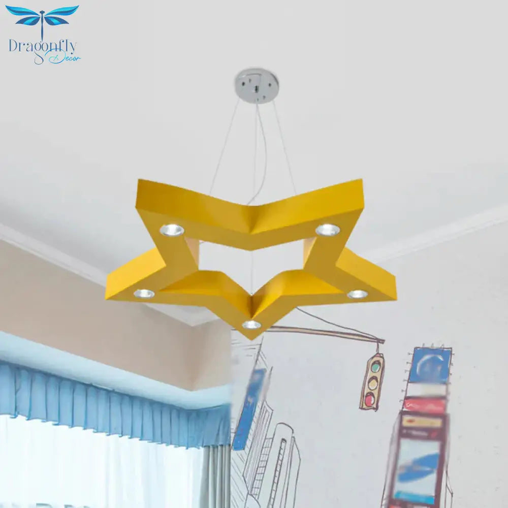 Acrylic Five - Pointed Star Led Ceiling Chandelier Macaroon Yellow/Blue/Green Suspension Pendant