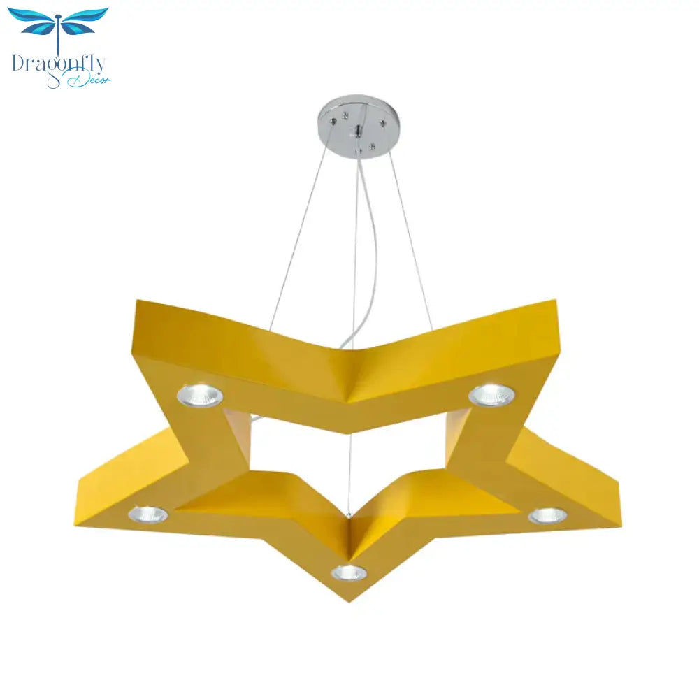 Acrylic Five - Pointed Star Led Ceiling Chandelier Macaroon Yellow/Blue/Green Suspension Pendant