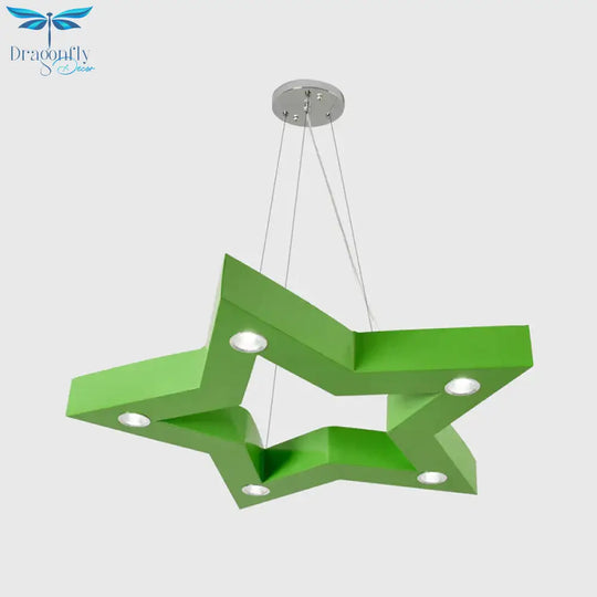 Acrylic Five - Pointed Star Led Ceiling Chandelier Macaroon Yellow/Blue/Green Suspension Pendant