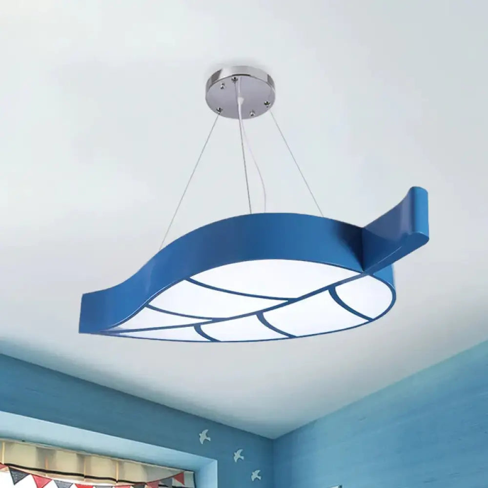 Acrylic Leave Hanging Chandelier Modern Style Led Pendant Light Kit In Blue/Yellow/Green For Dining