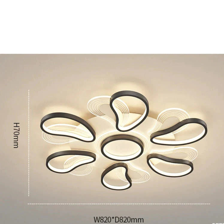 Acrylic Living Room Ceiling Lamp Led Petal Shaped Bedroom Modern Simple Household Restaurant Black