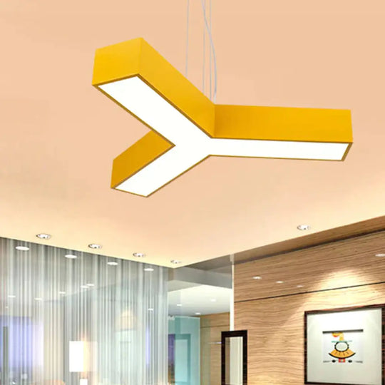 Acrylic Y - Shape Chandelier Lighting Creative White/Yellow/Blue Led Suspension Pendant For