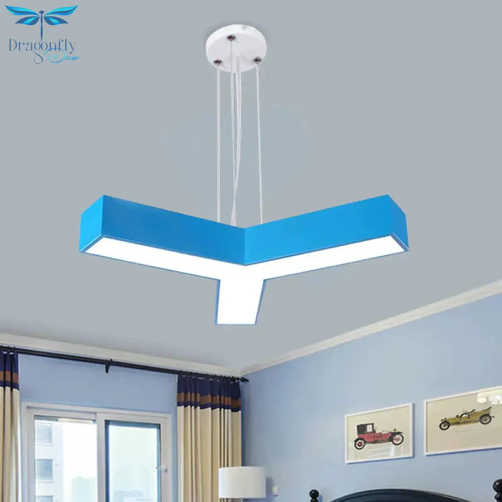 Acrylic Y - Shape Chandelier Lighting Creative White/Yellow/Blue Led Suspension Pendant For