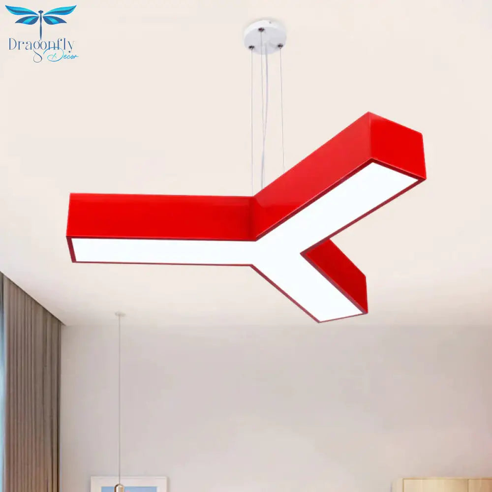 Acrylic Y - Shape Chandelier Lighting Creative White/Yellow/Blue Led Suspension Pendant For