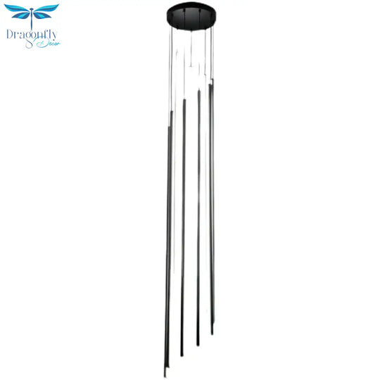 Adley - Black Stair Long Led Chandelier