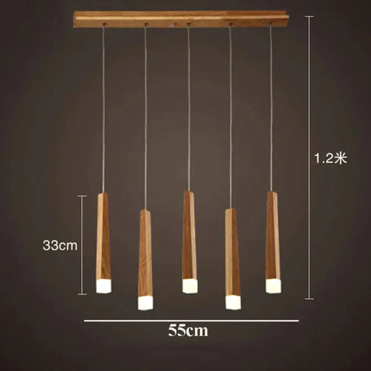 Amani - Nordic Minimalist Wood Art Pendant Lamp 5 Heads / White
