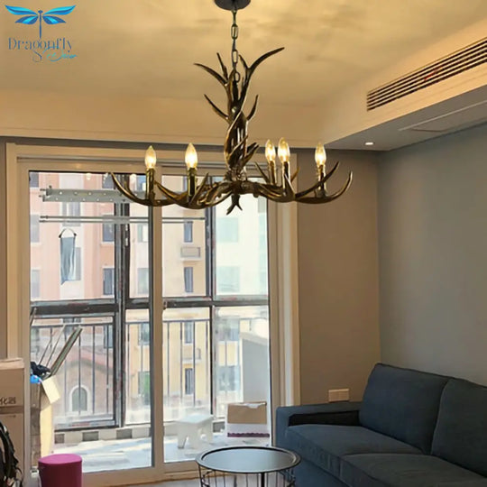 American Country Retro Style Antler 2 Tier Chandelier Lamp