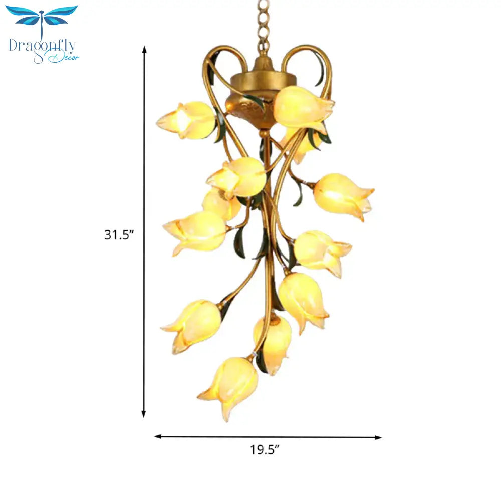 American Garden Brass Blossom Living Room 12 Bulbs Led Pendant Lighting Fixture