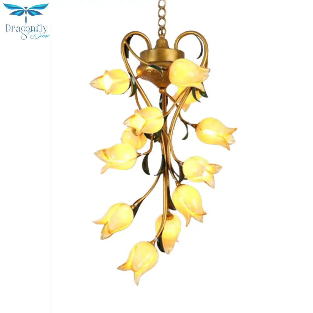 American Garden Brass Blossom Living Room 12 Bulbs Led Pendant Lighting Fixture