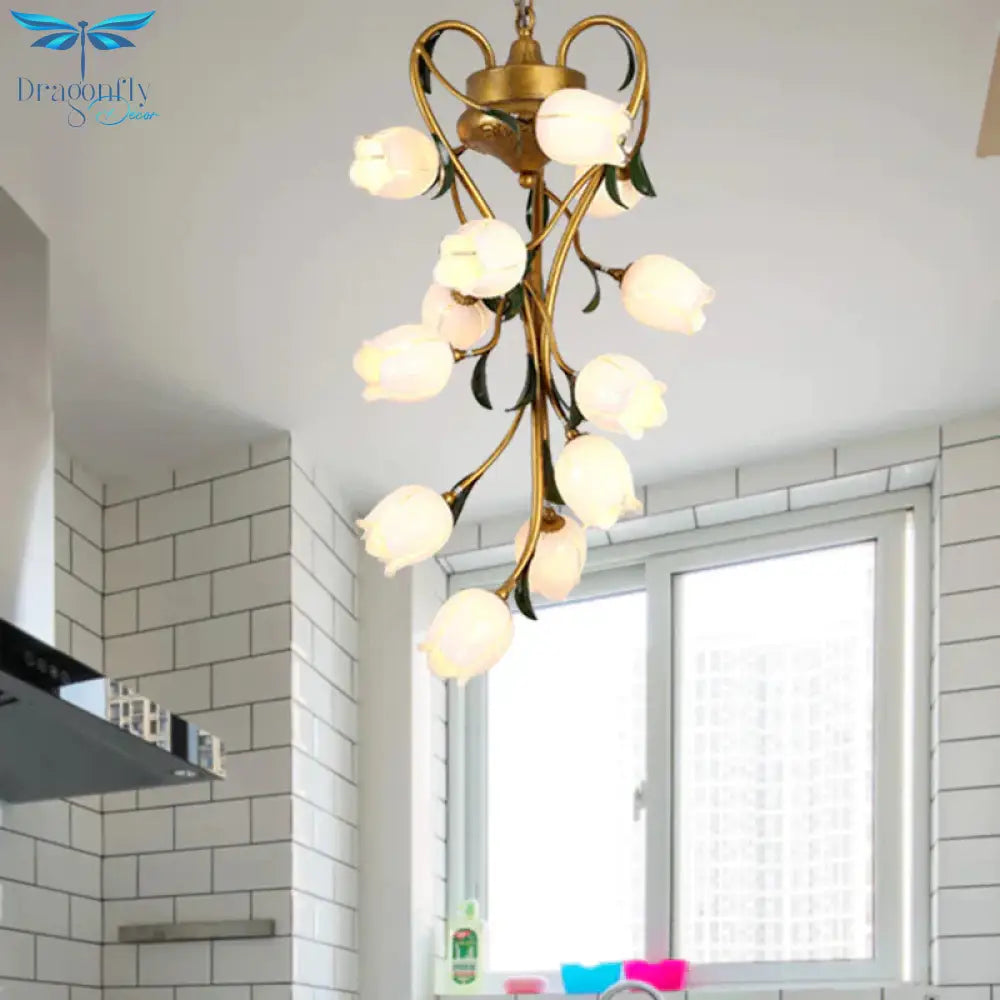 American Garden Brass Blossom Living Room 12 Bulbs Led Pendant Lighting Fixture