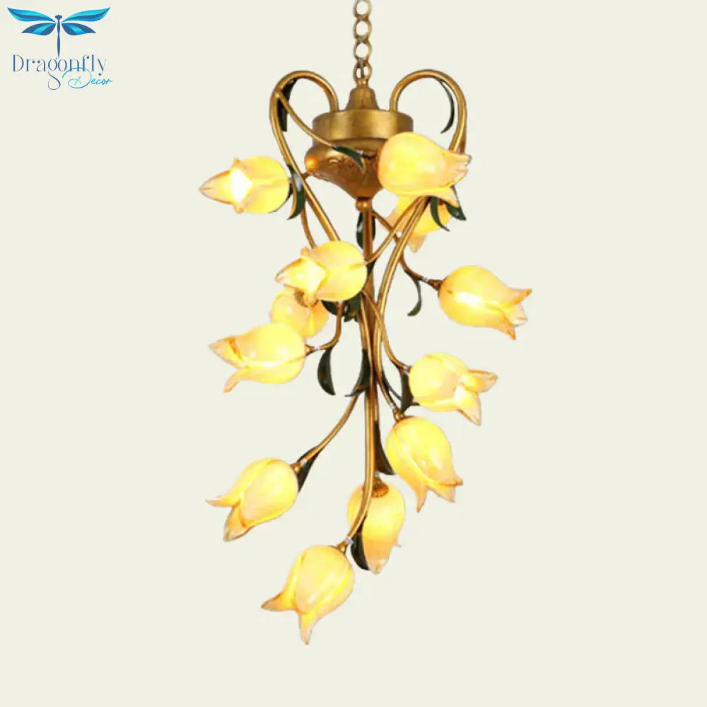 American Garden Brass Blossom Living Room 12 Bulbs Led Pendant Lighting Fixture