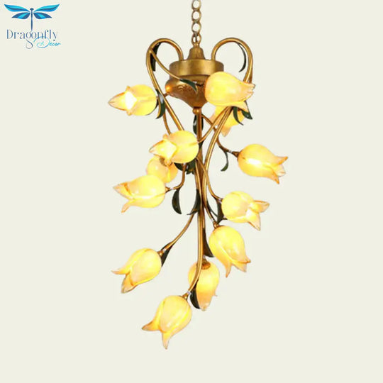 American Garden Brass Blossom Living Room 12 Bulbs Led Pendant Lighting Fixture