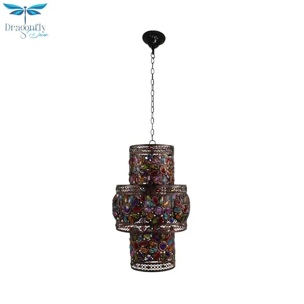 Antique Black Cylinder/Oval Dining Room Suspension Lighting